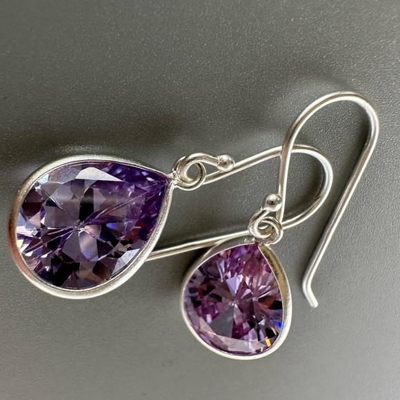 Sterling Silver Crystal Gemstone Drop Earrings - Picture 9 of 14